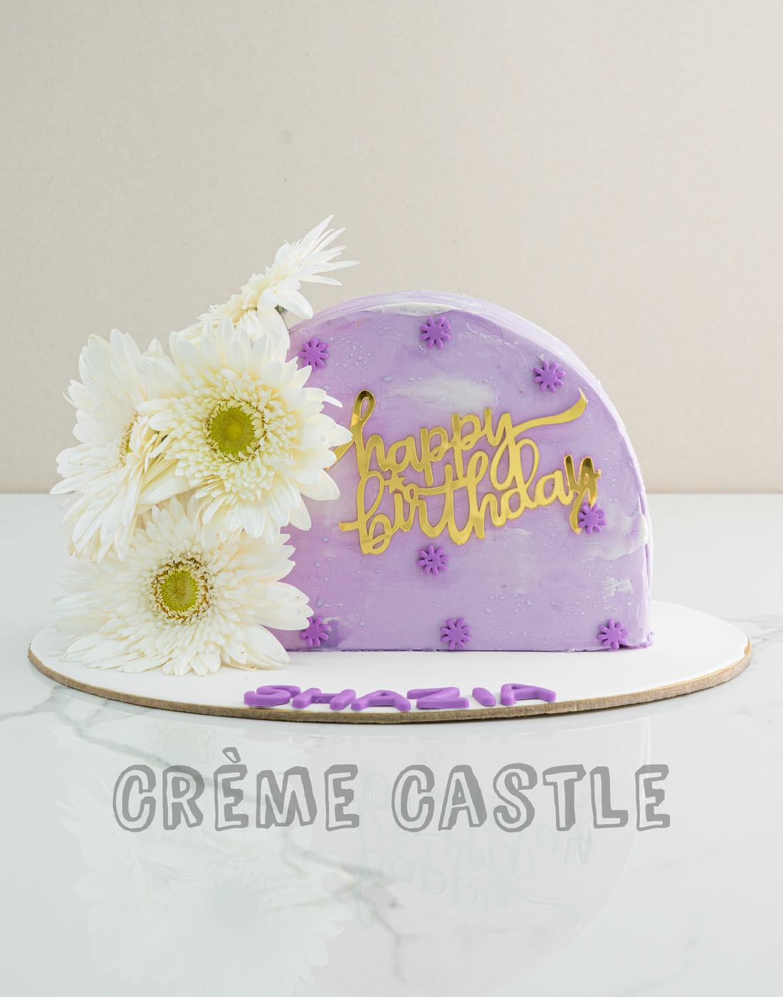 Standing Upright Cake in Purple by Creme Castle