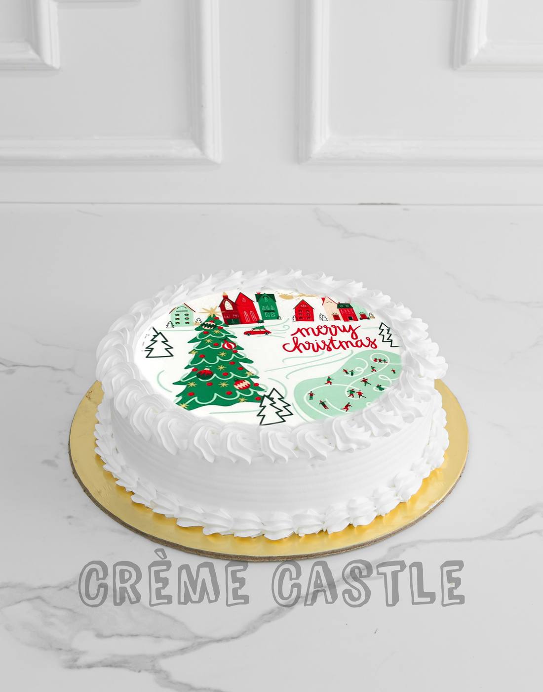 White Christmas Photo Cake