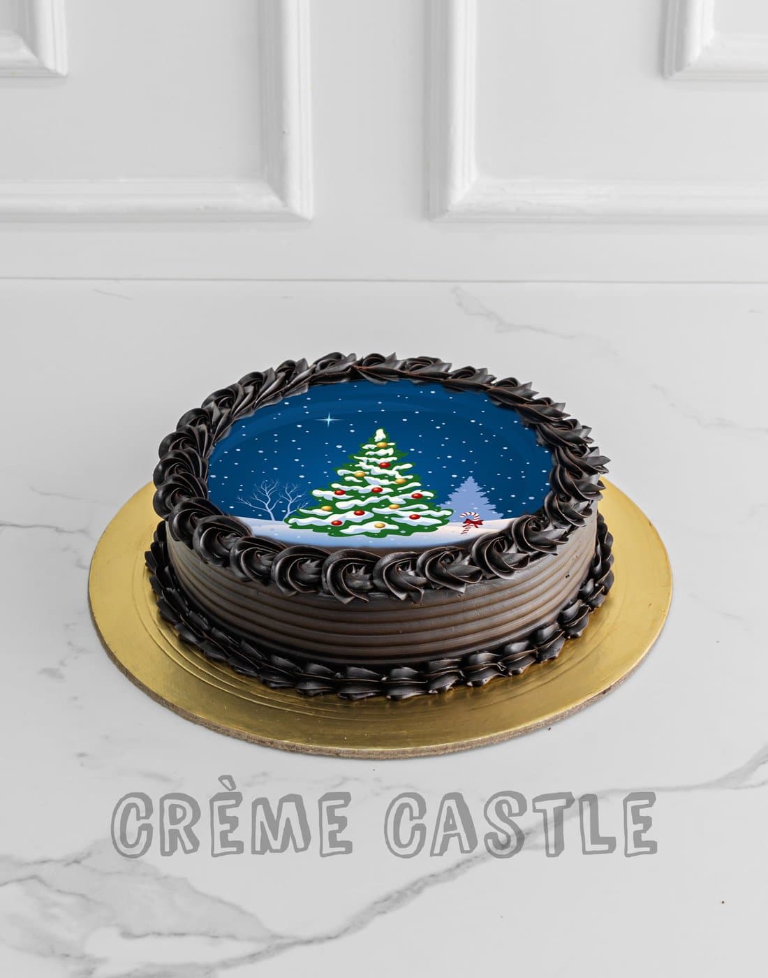 Chocolate Christmas Photo Cake