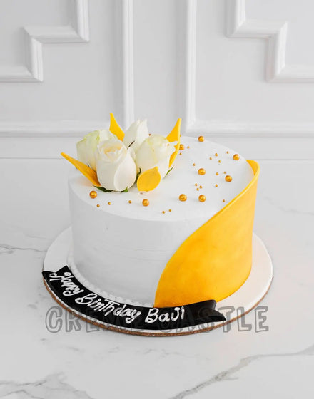 Rose and Gold Anniversary Cake
