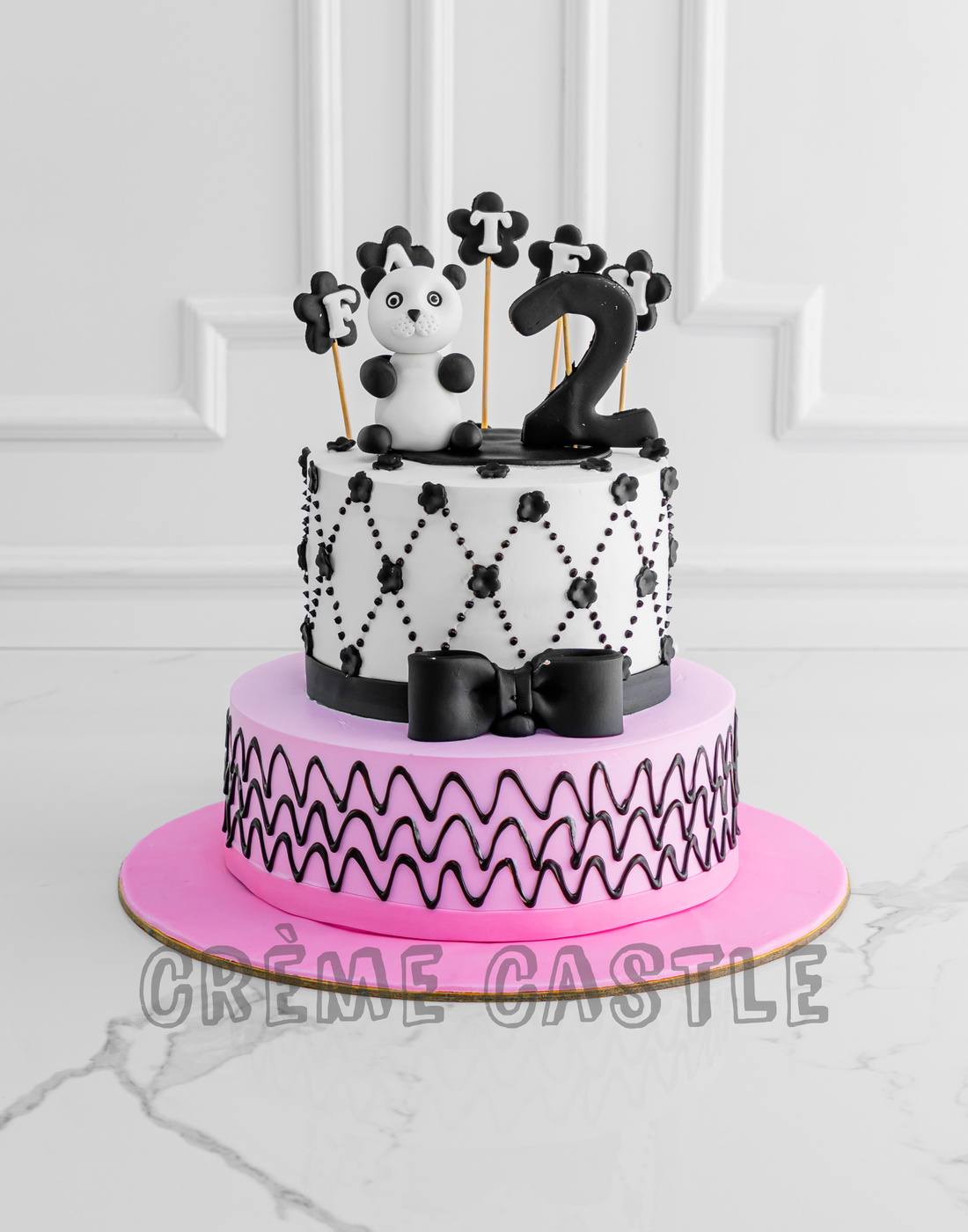 Panda Pink Cake - Creme Castle