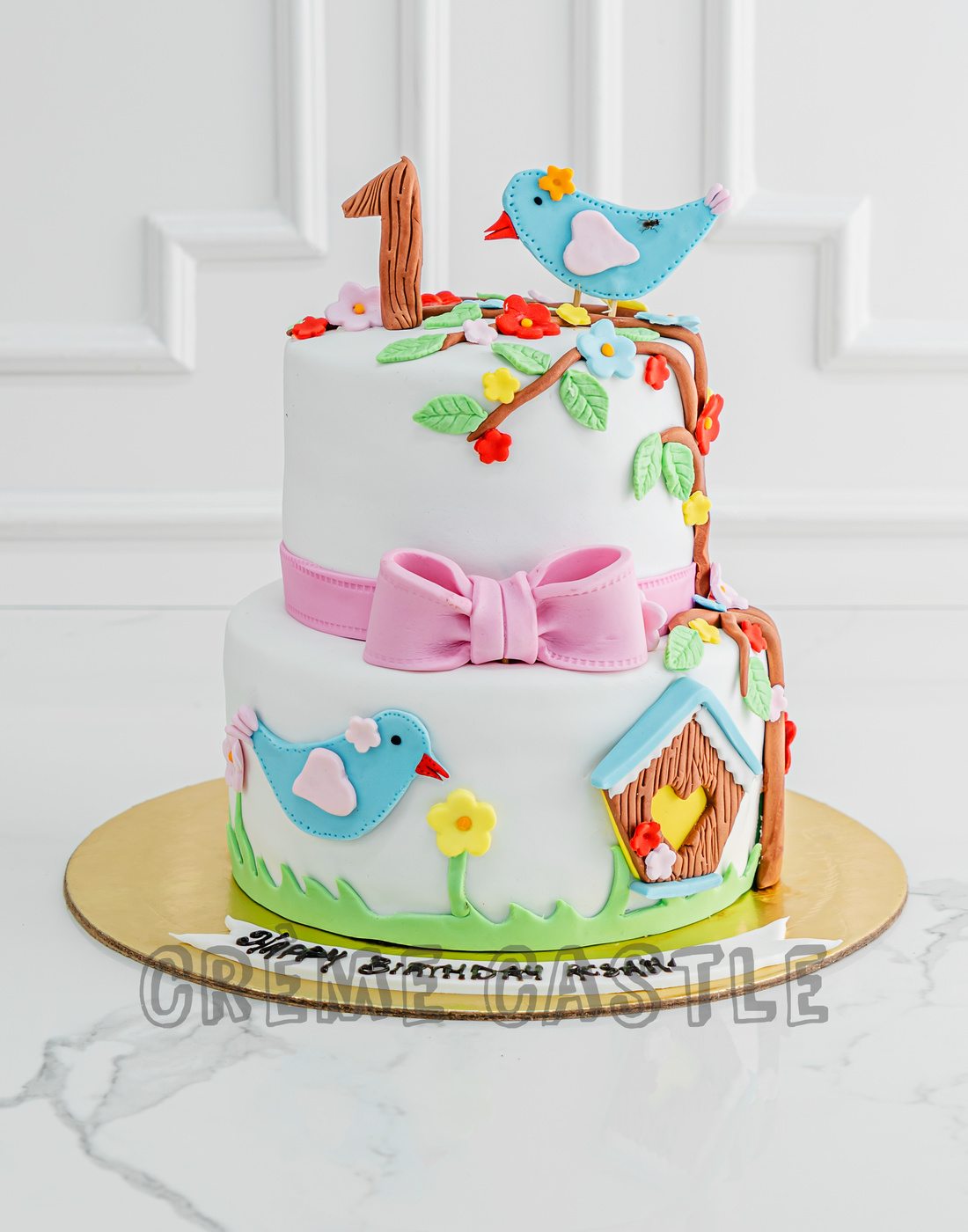 Birds and Nest Cake - Creme Castle