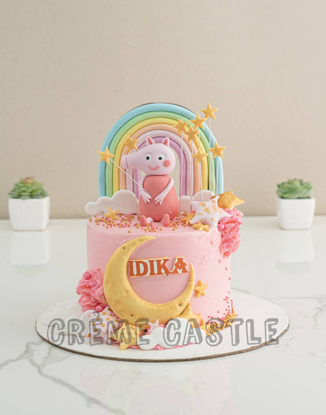 Peppa Rainbow Pink Cake