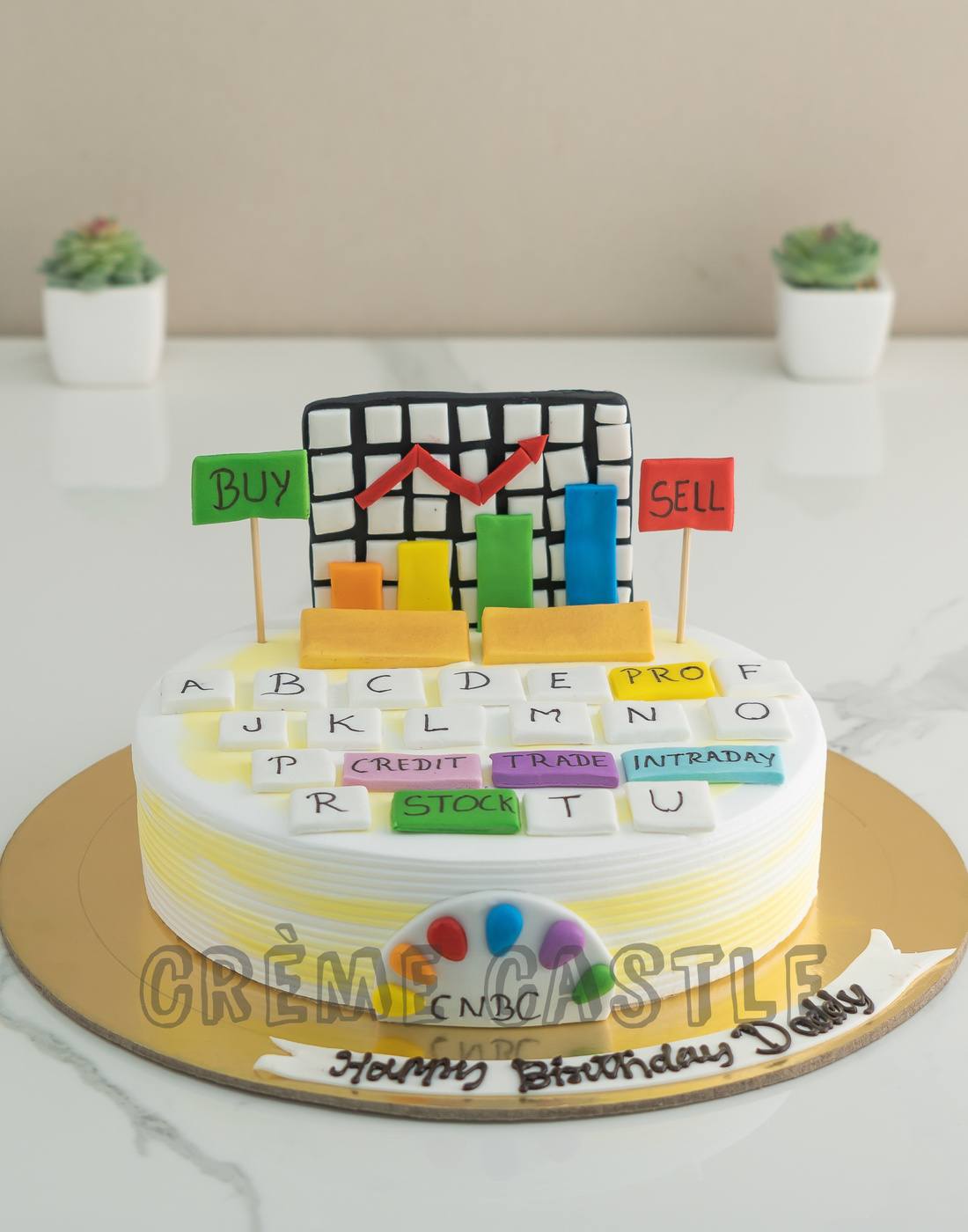 Stock Market Theme cake with Graph by Creme Castle