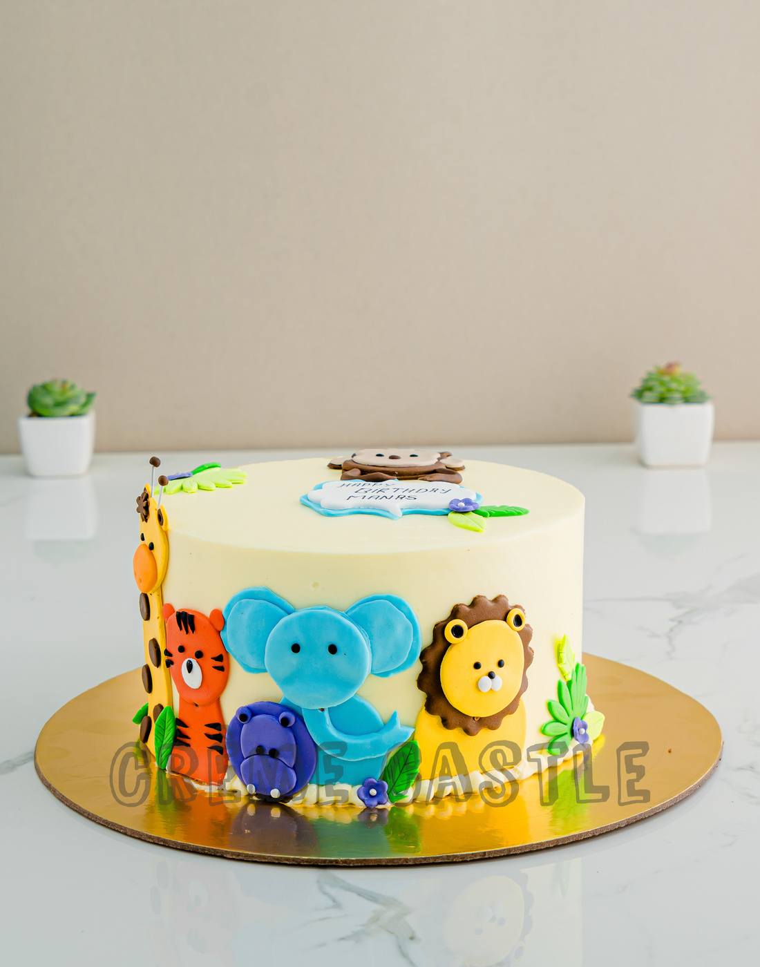 2 Tier Jungle Animal Themed 1st Birthday Cake | Susie's Cakes