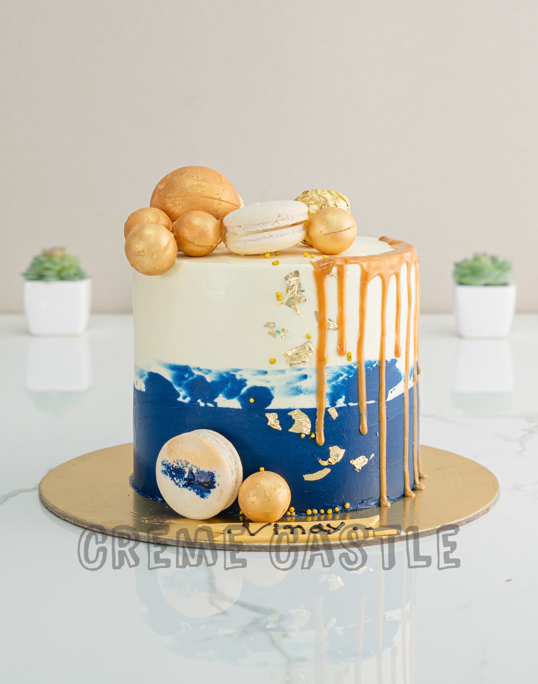 Blue Shade Drip Cake