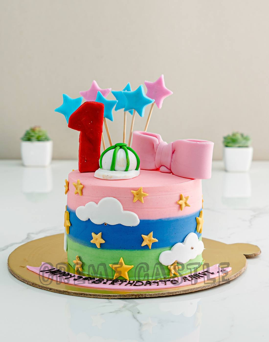 Baby Pattern Cake | 1 Year Kids | Creme Castle