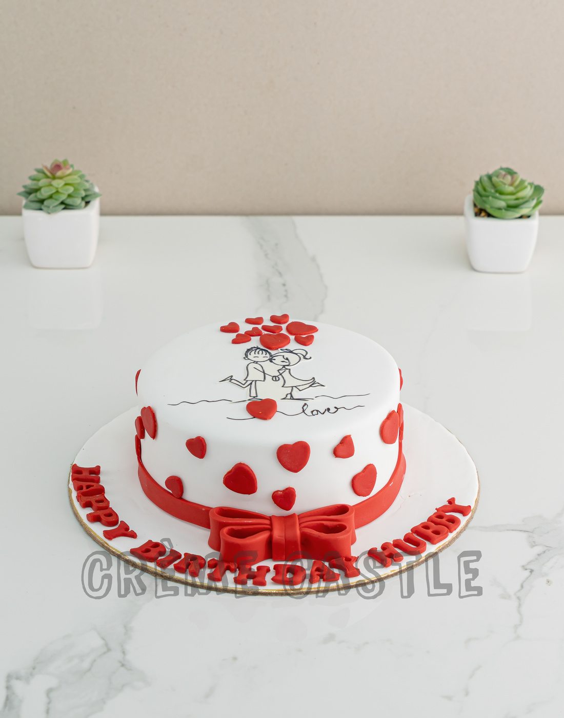 Order ANNIVERSARY COUPLE CAKE FONDANT 1 KG Cake | Wakeup Gifts