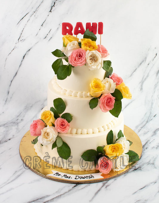 3 Tier Floral cake | Creme Castle