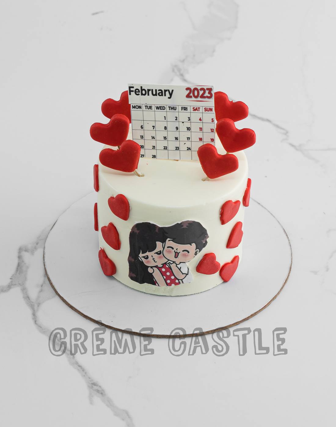 Calendar Couple Valentine Cake