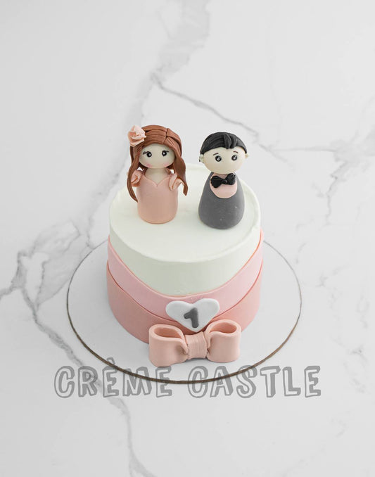 Pastel Couple Valentine Cake