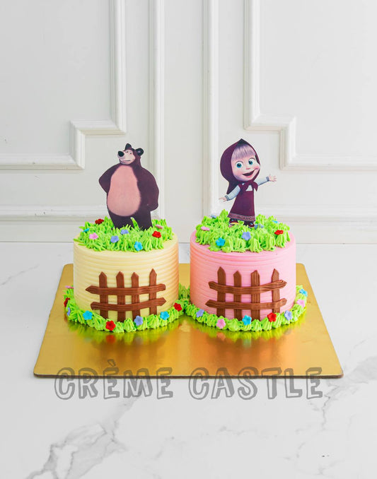 Twins Masha Bear Cake