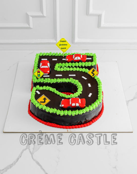 Car Track Number Cake