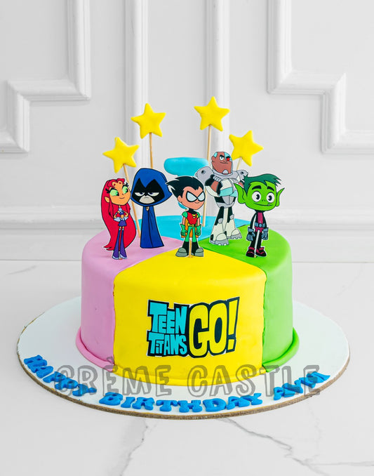 Teen Titans colourful cake