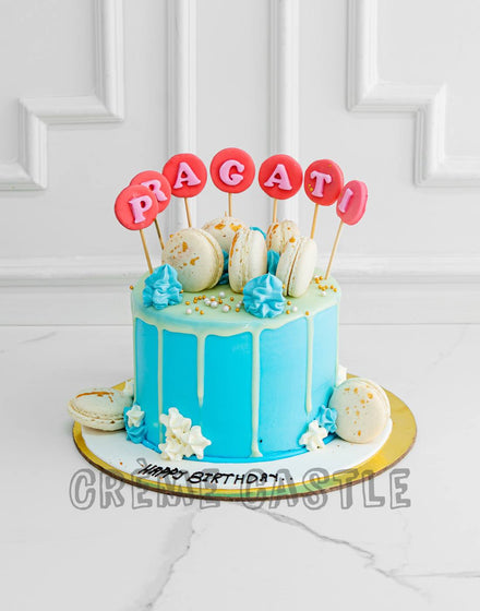 Macaron White Drip Cake