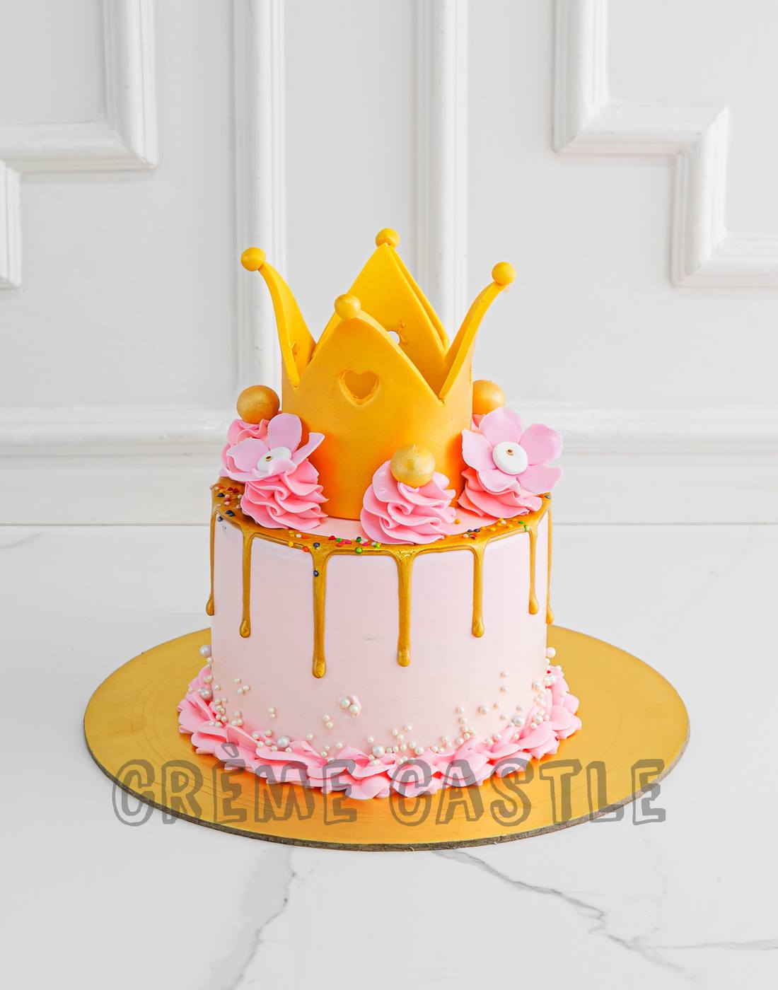 Pink Tiara Drip Cake