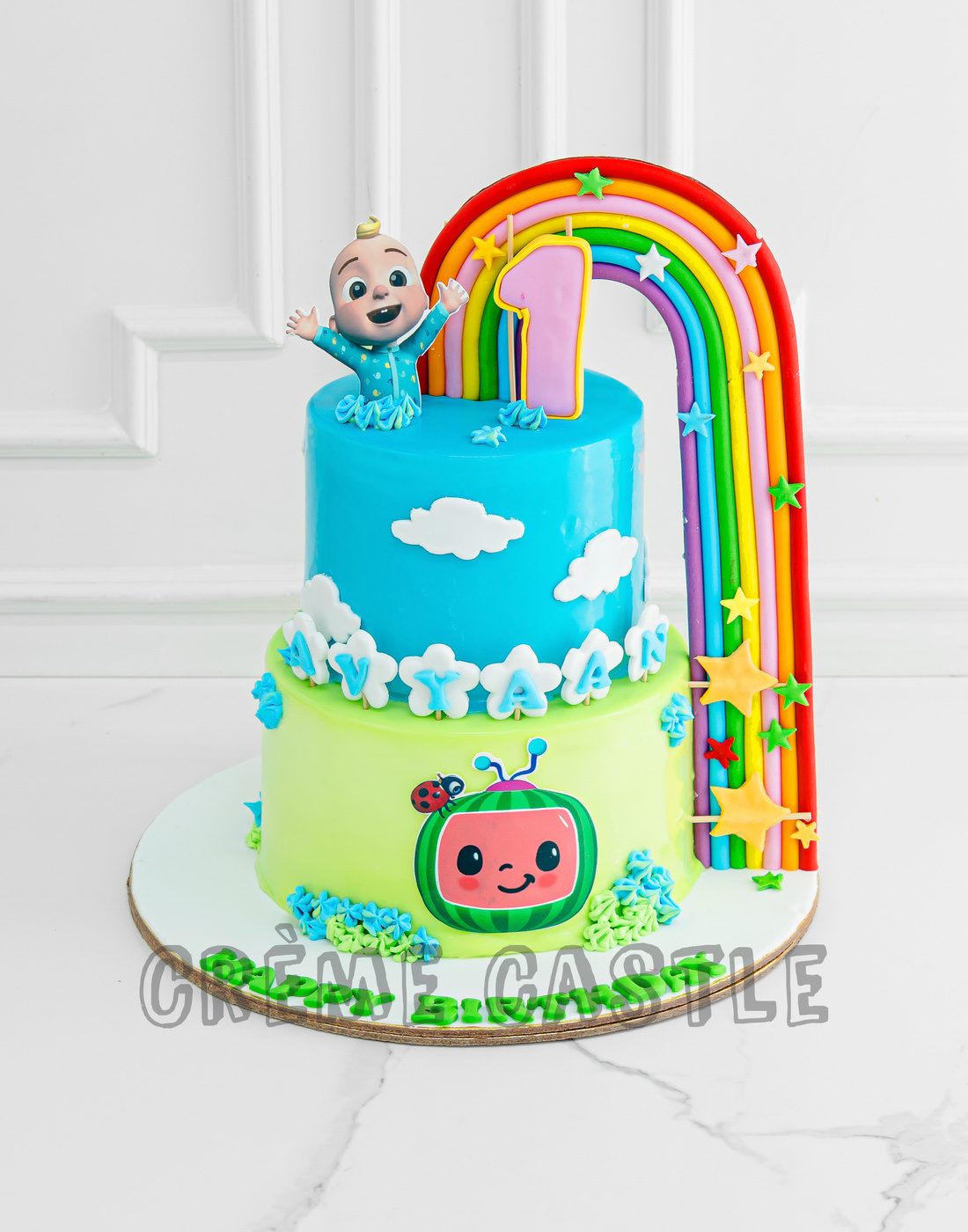 Cocomelon Long Rainbow Cake