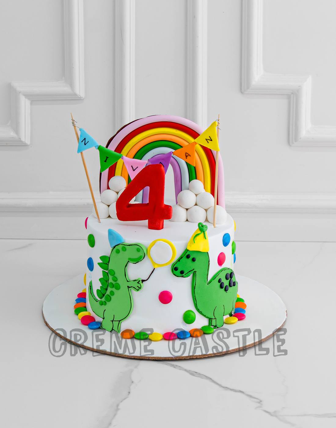 Teddy Balloon Rainbow Cake – Creme Castle