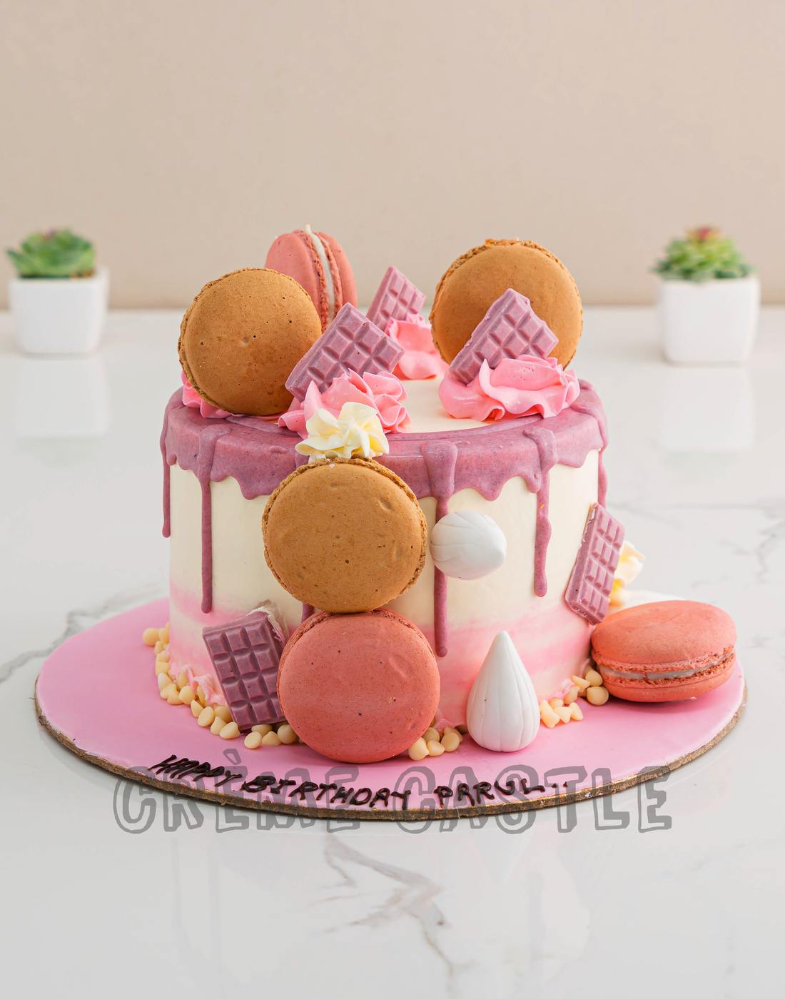 Purple Drip Macaron Cake