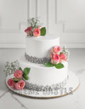 Pink Rose Wedding Cake