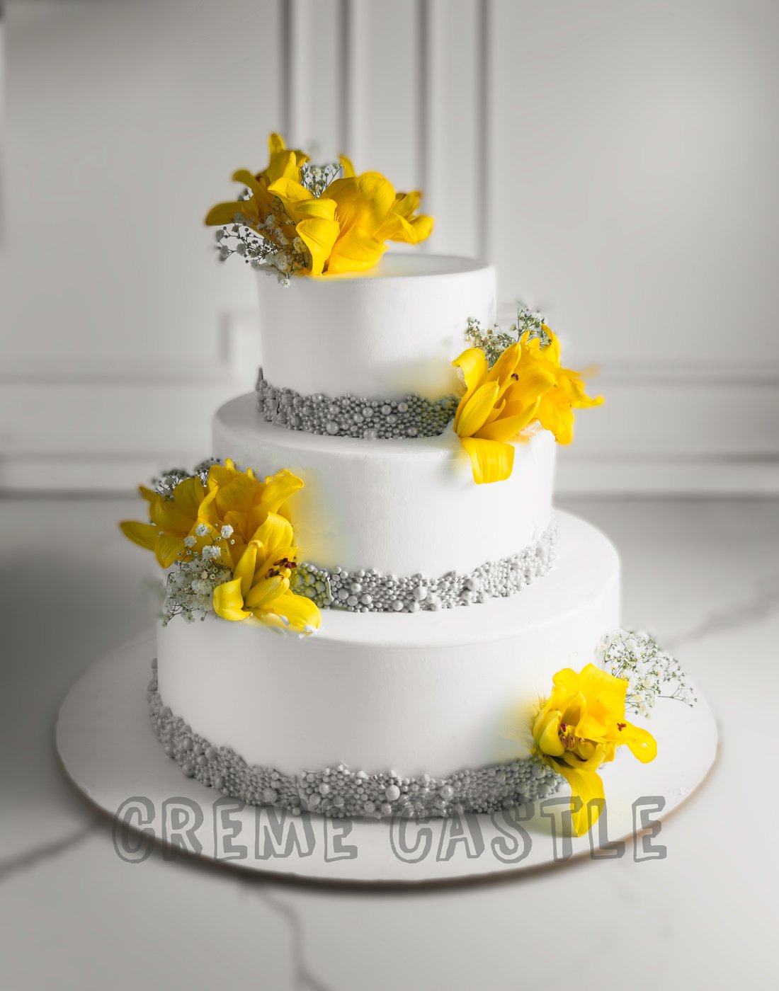 Yellow Lily Wedding Cake