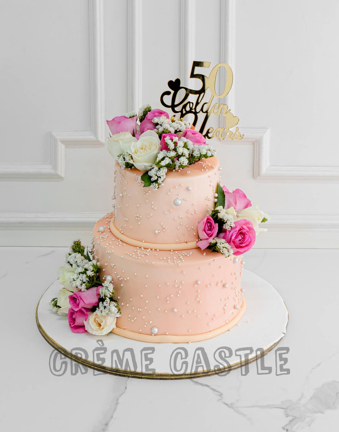 Pink Peach Wedding Cake
