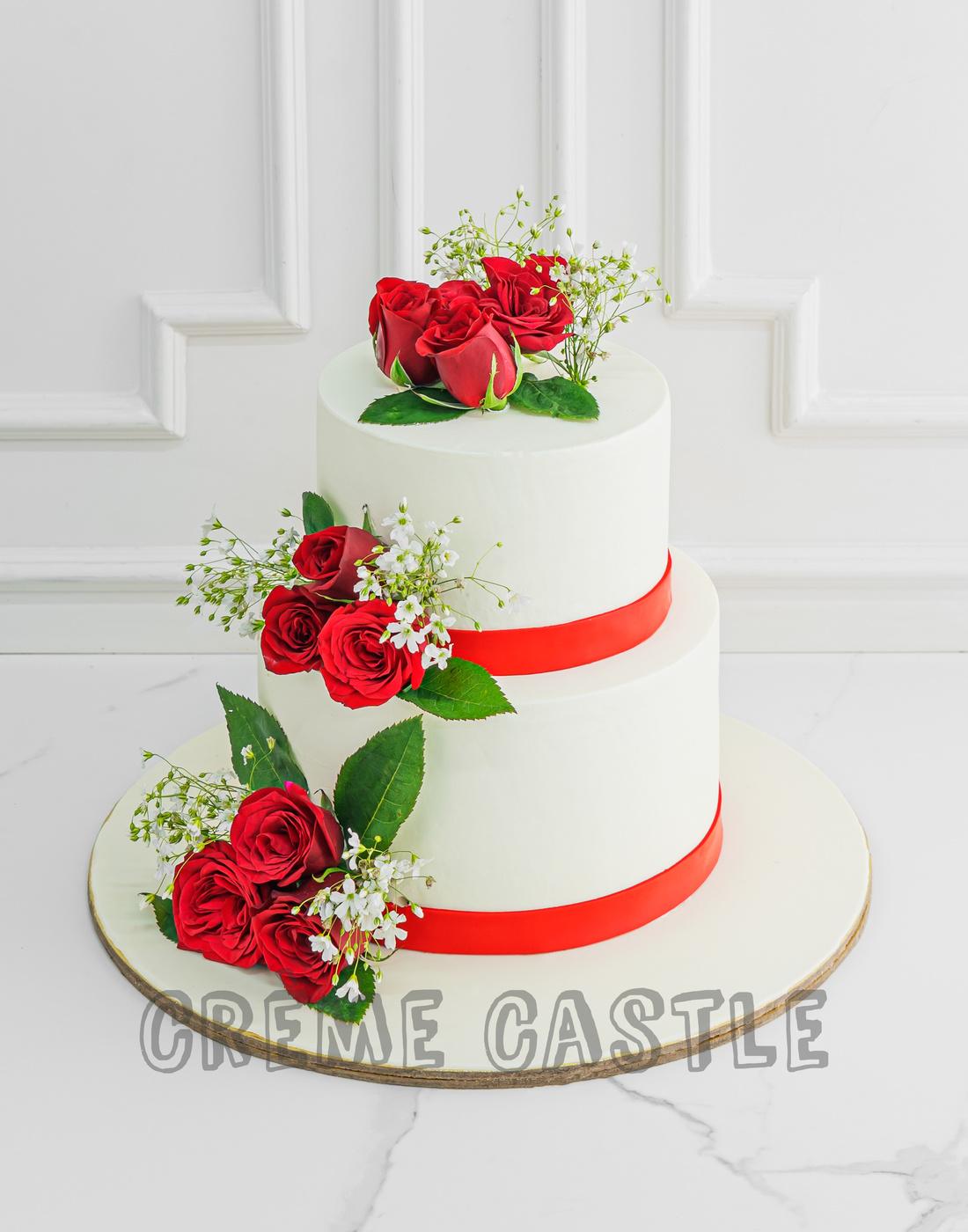 Rose Strip Wedding Cake