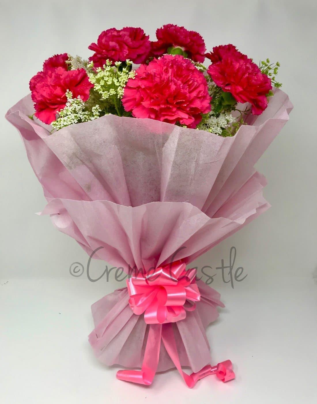 Pink Carnation Bouquet - Creme Castle