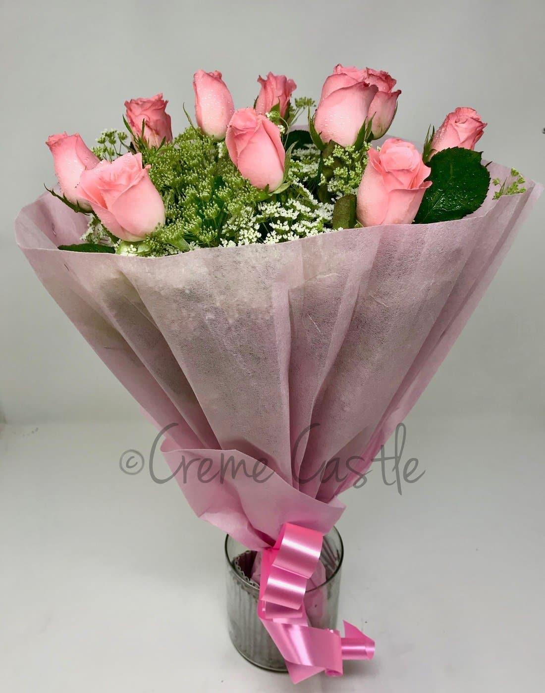 Pink Rose Bouquet - Creme Castle