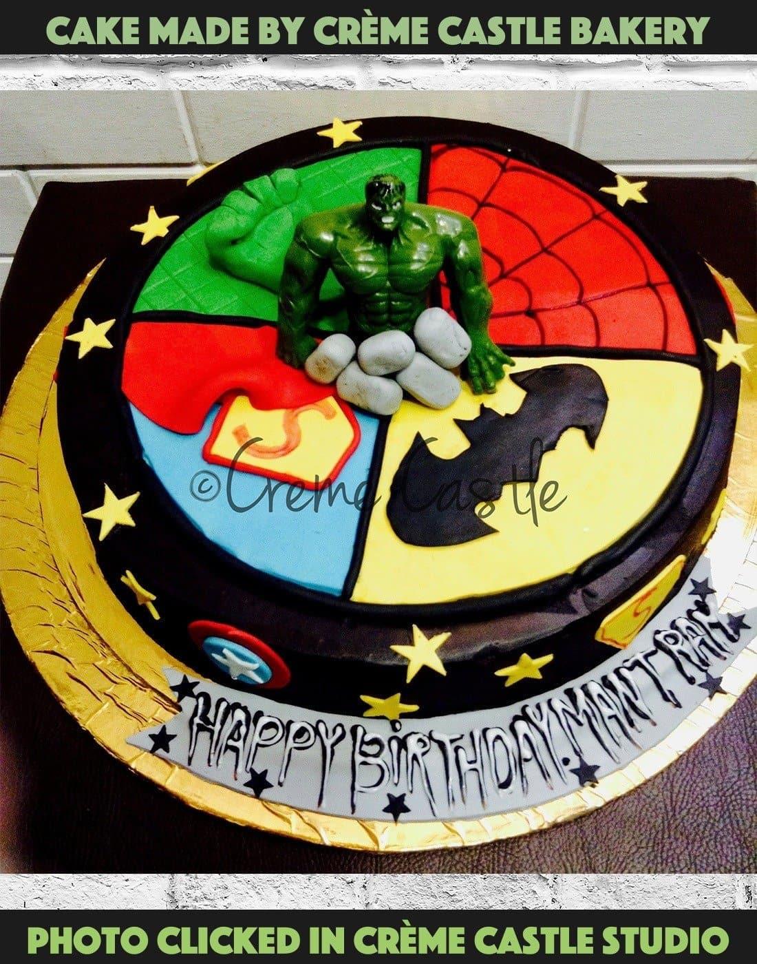 Superhero Cake with Hulk Toy - Creme Castle