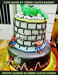 Superhero cake with Hulk Smash