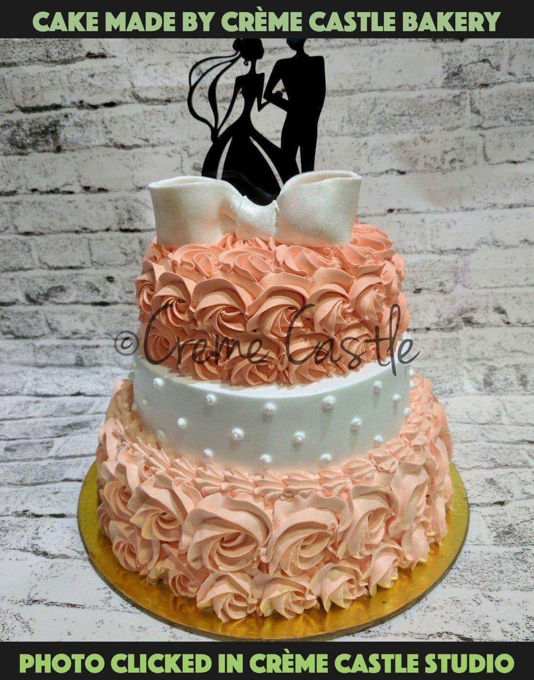 Orange Rose theme wedding cake - Creme Castle