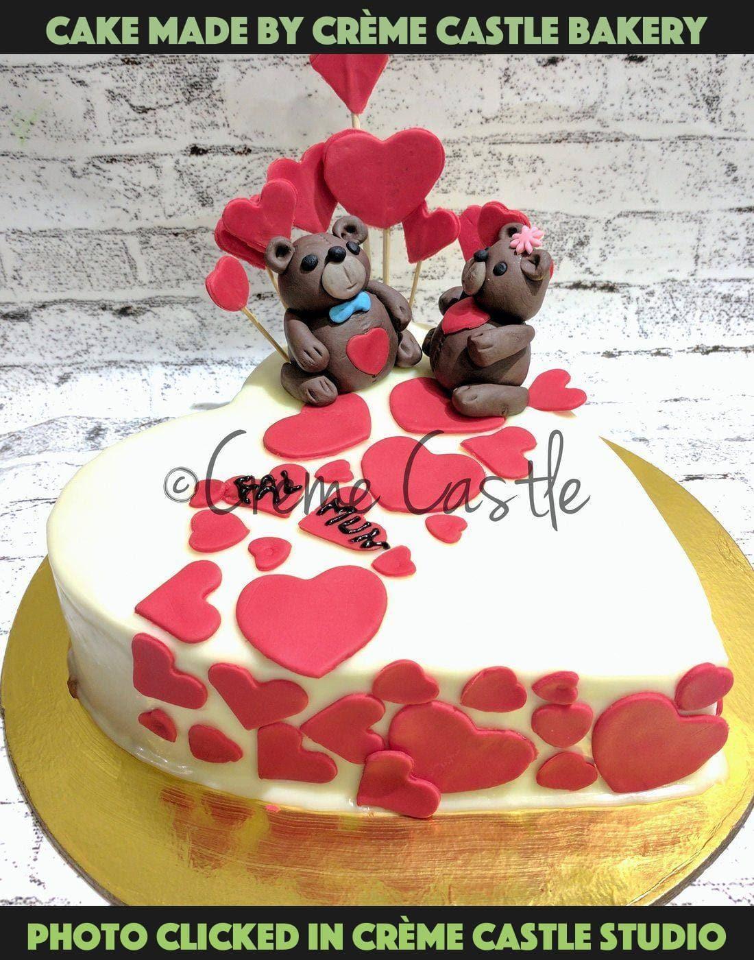 Heart White Cake. Valentine Day Cake. Anniversary Cake. Noida Gurgaon
