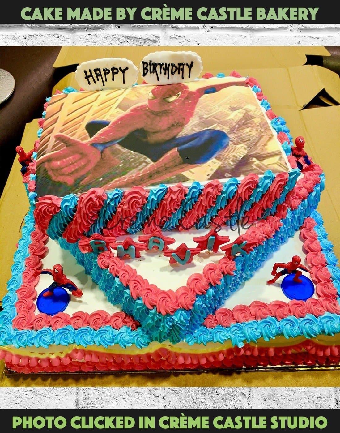 Spider man photo cake - Creme Castle