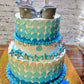 Blue polka dots color theme cake - Creme Castle