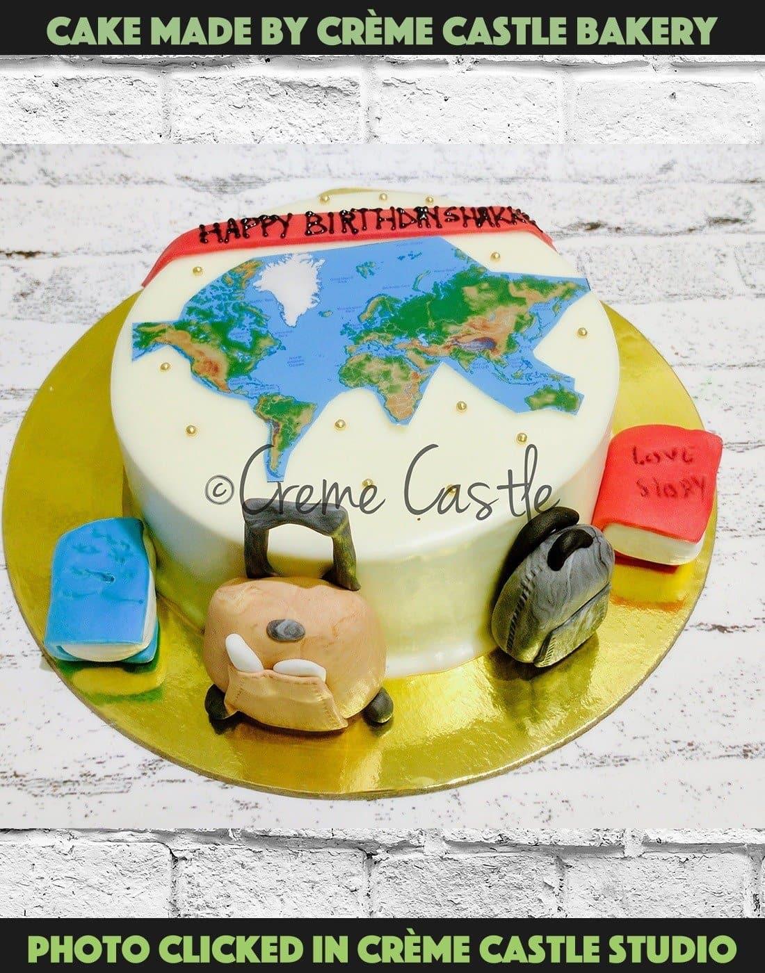 Travel Theme Cake. World Map Cake. Noida & Gurgaon