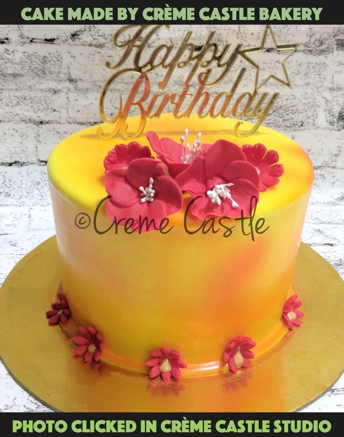 Hand painted color tone cake - Creme Castle
