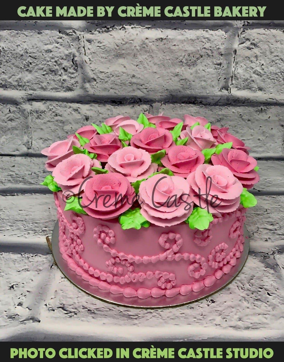Pink Rose Bouquet - Creme Castle