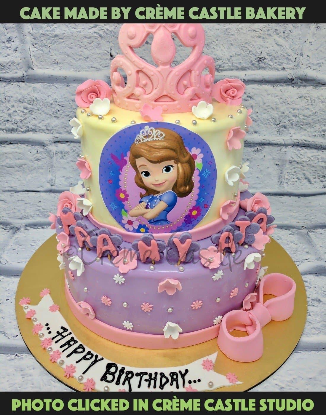 Princess Sofia Cake - Birthday Cake for Daughter - Sofia and Pink Tiara –  Creme Castle