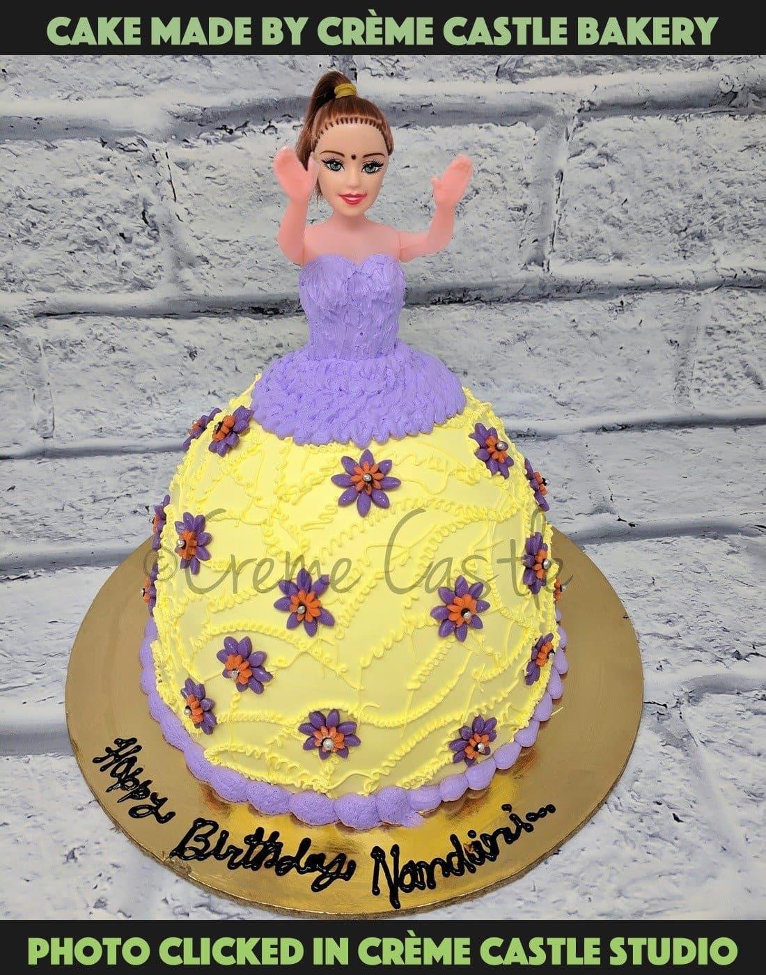 Yellow barbie doll cake making - YouTube