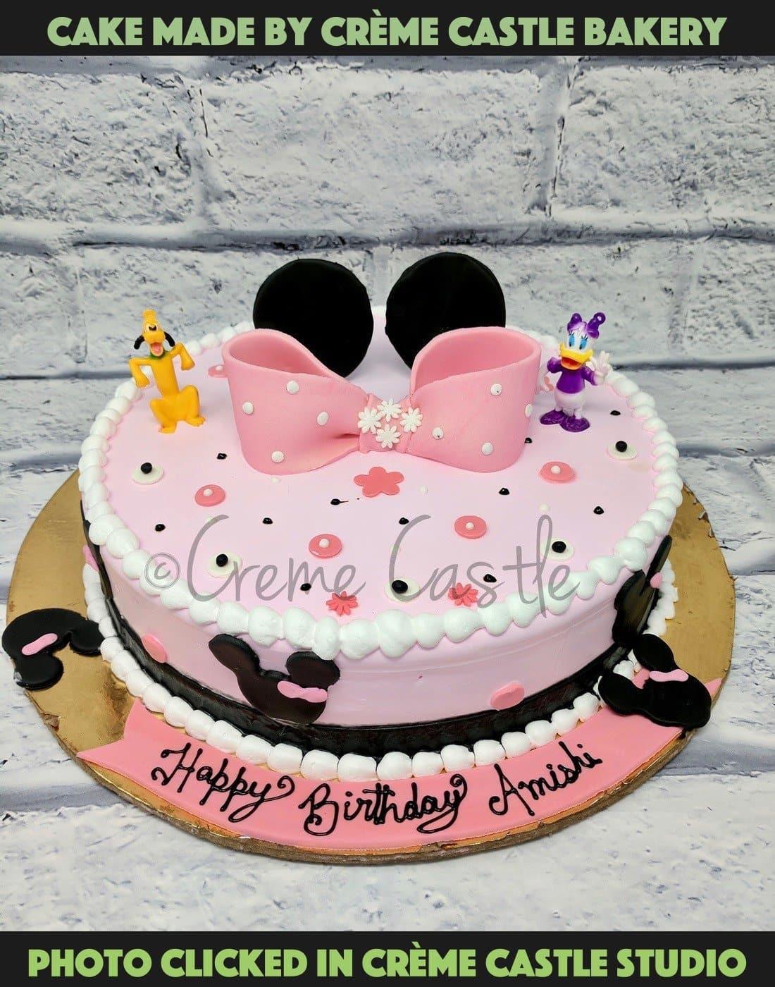 Cake Designs of Girls. Minnie Mouse Face Cake. Noida & Gurgaon