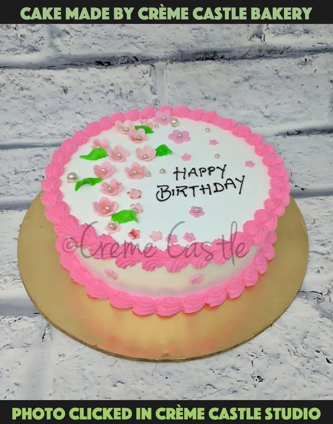 Floral Cream Cake. Customized Cake Bakery Near Me. Noida & Gurgaon