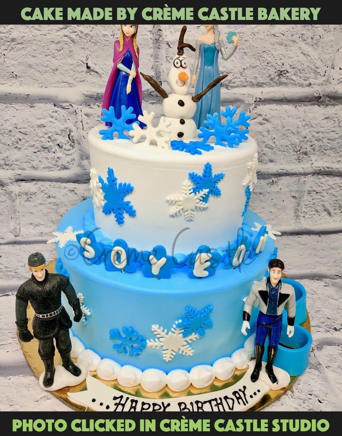 Birthday Cake Ideas for baby Girl - Frozen Family 2 Tier Cake - Designer Cake in Gurgaon