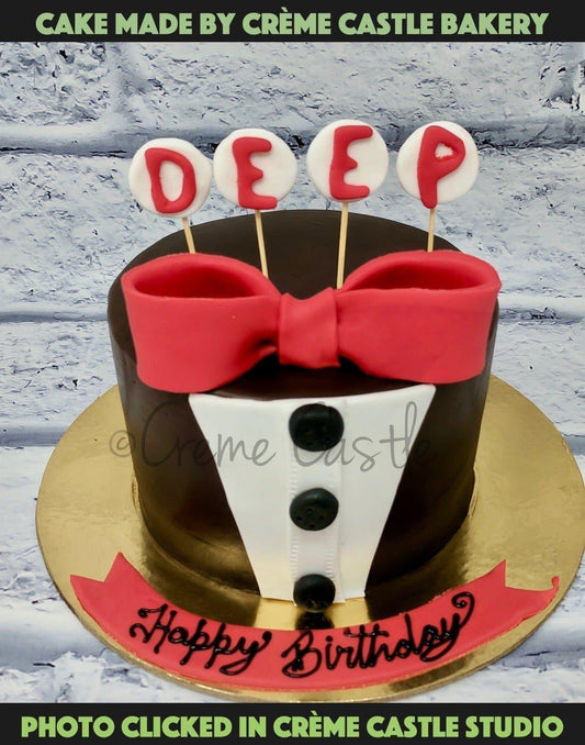 Suit Bow Red Cake. Cake Designs For Husband. Noida & Gurgaon