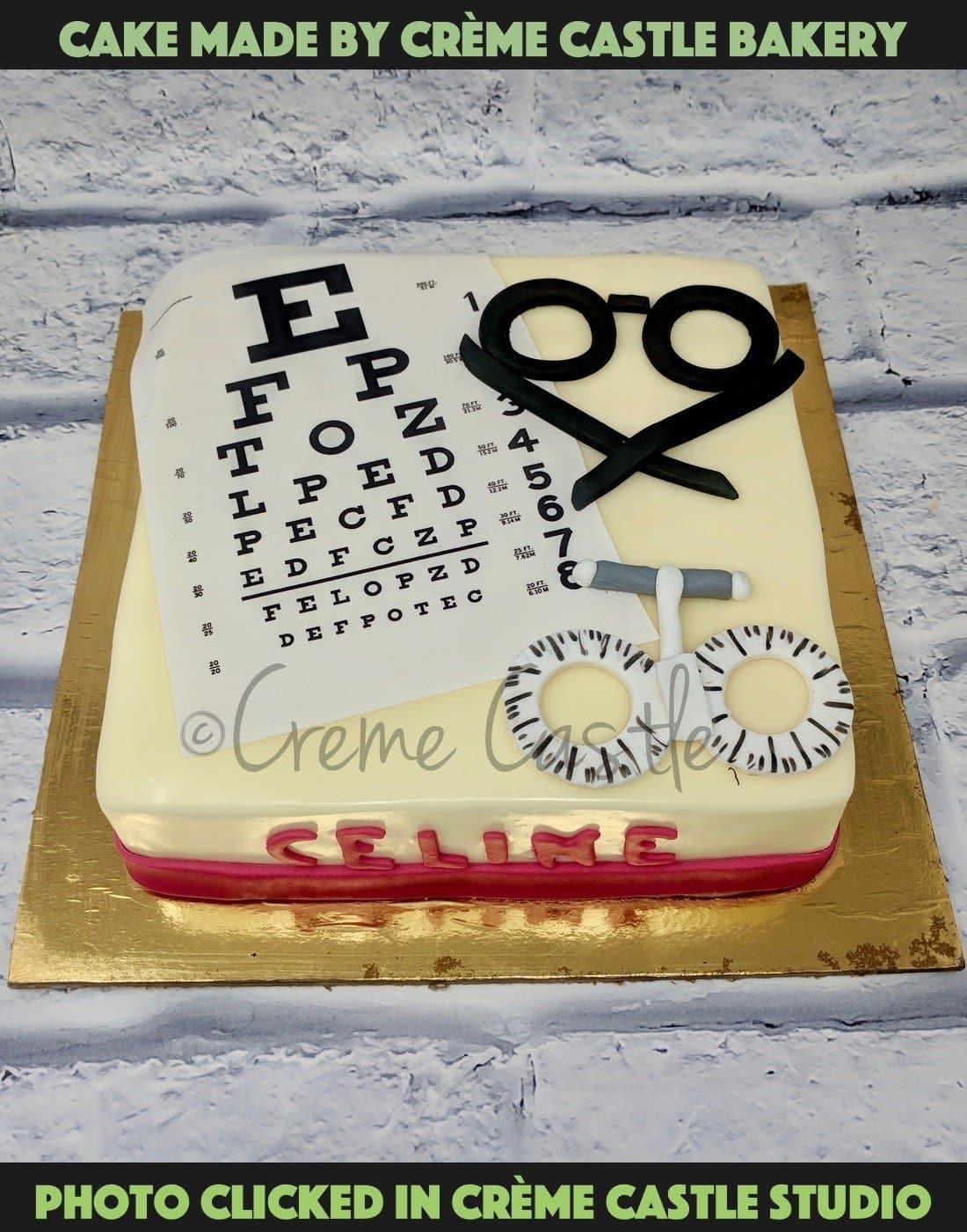 Cake For Optometrist - Creme Castle