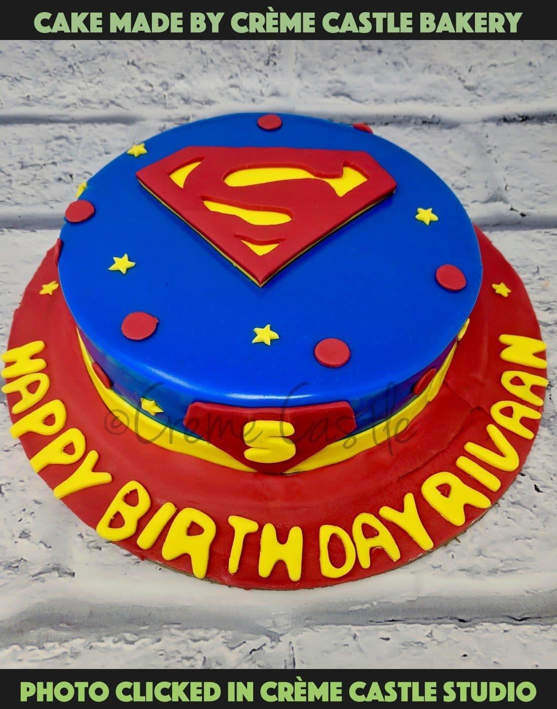 Superman Fondant Cake with Edible Cape - B0323 – Circo's Pastry Shop