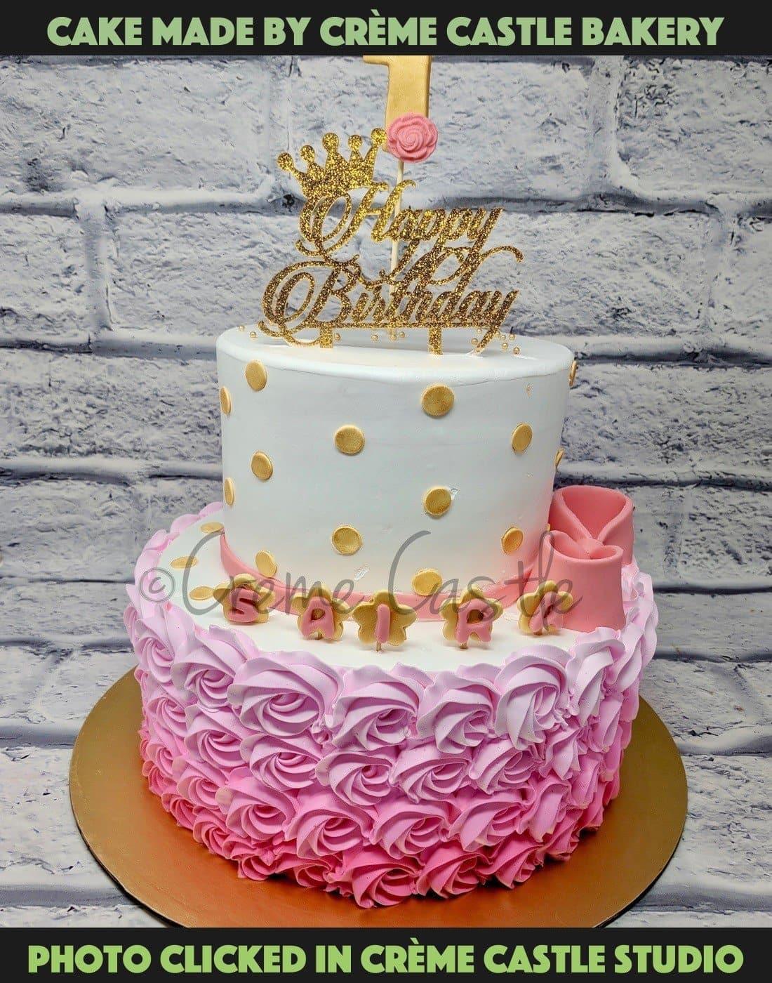 Pink Color Tones Tier Cake - Creme Castle