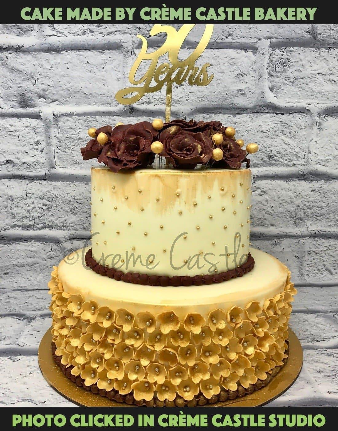 Golden Flowers Cake. Wedding Cake. Engagement Cake. Noida Gurgaon