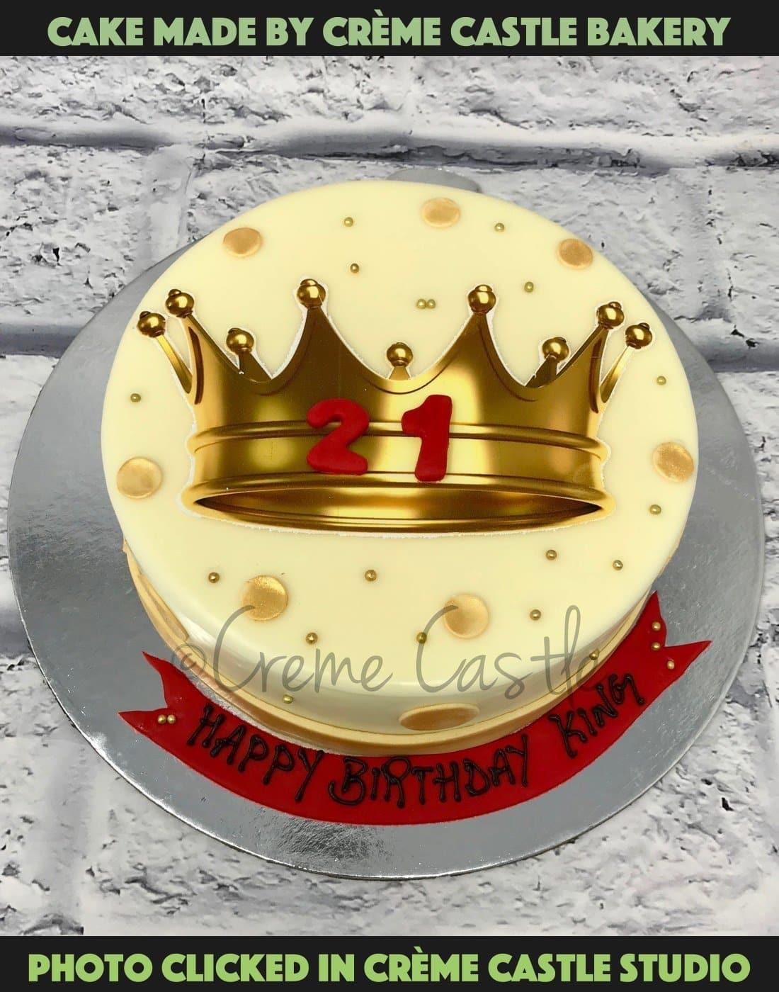 Crown 21 Birthday Cake - Creme Castle