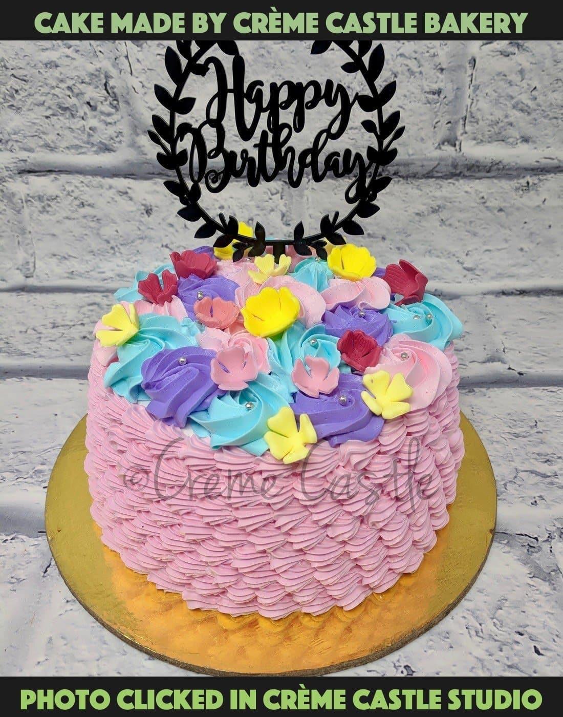 Floral Theme Cake - Creme Castle
